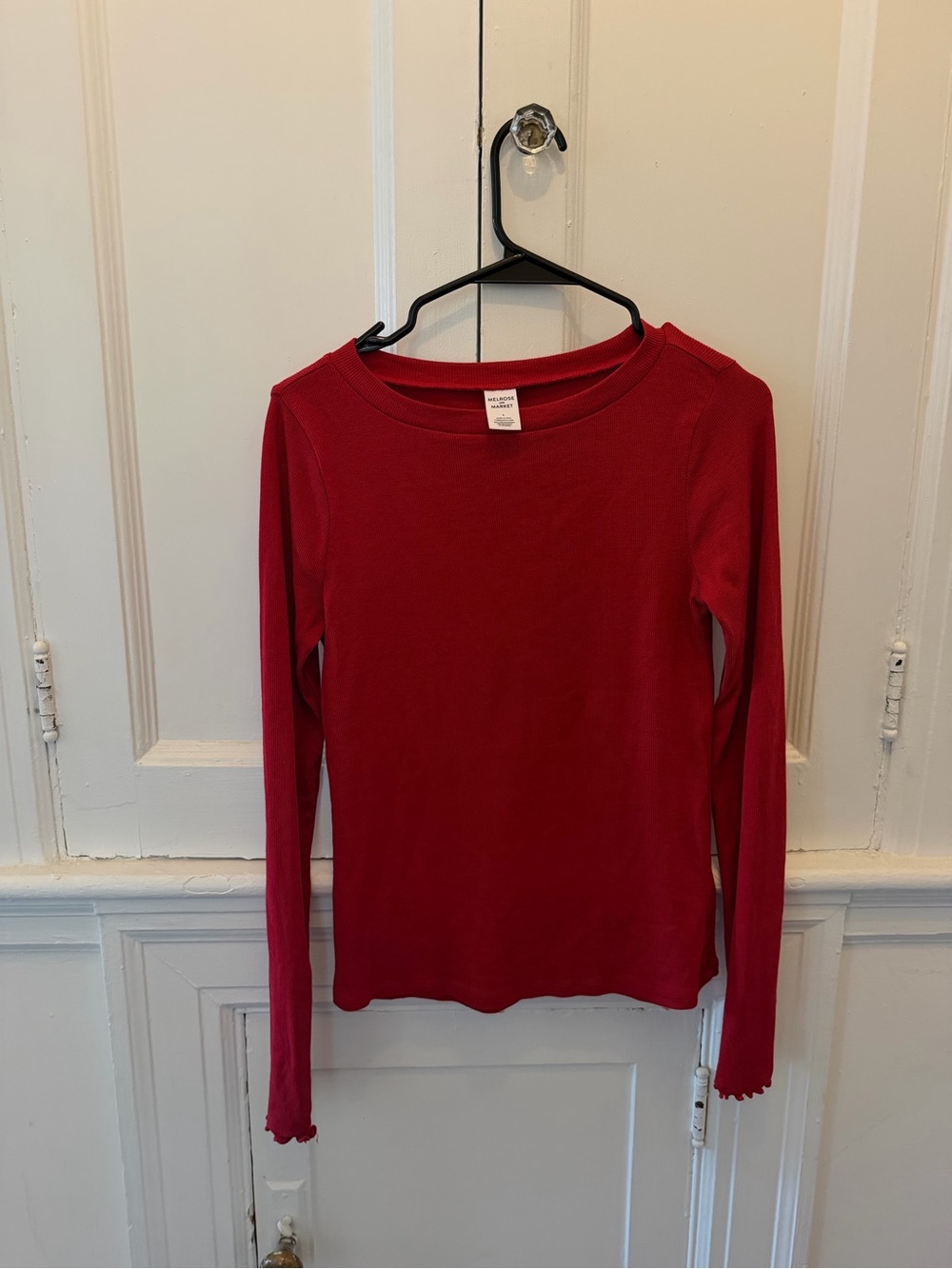 Melrose and Market Long-Sleeve Crewneck Top in Red
